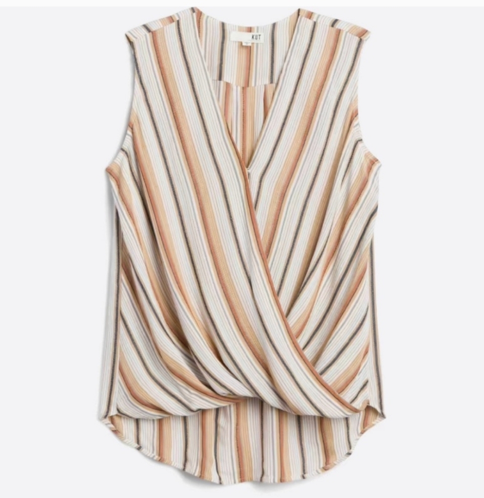 Kut from the Kloth Multicolor Striped Wrap Blouse